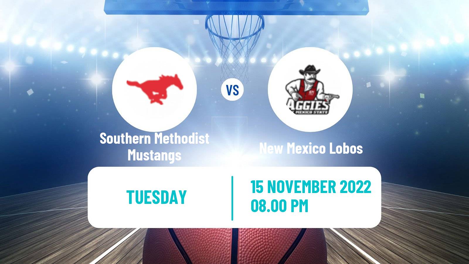 Basketball NCAA College Basketball Southern Methodist Mustangs - New Mexico Lobos