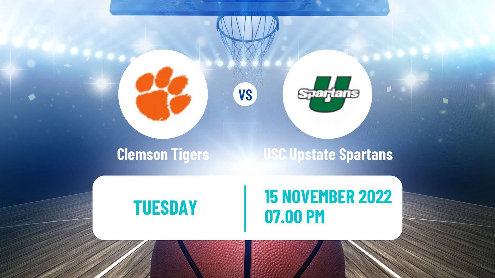 Basketball NCAA College Basketball Clemson Tigers - USC Upstate Spartans