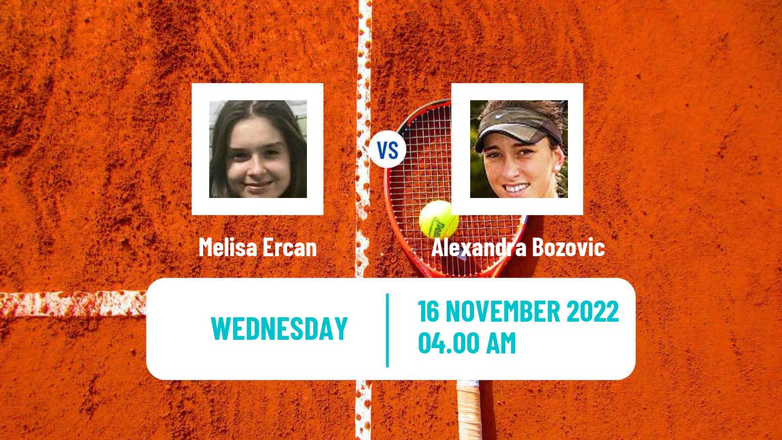 Tennis ITF Tournaments Melisa Ercan - Alexandra Bozovic
