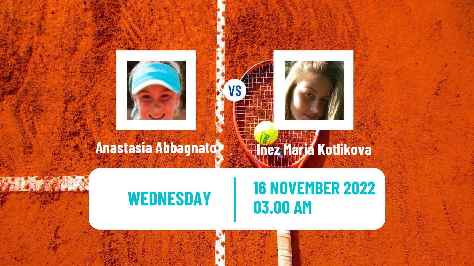 Tennis ITF Tournaments Anastasia Abbagnato - Inez Maria Kotlikova