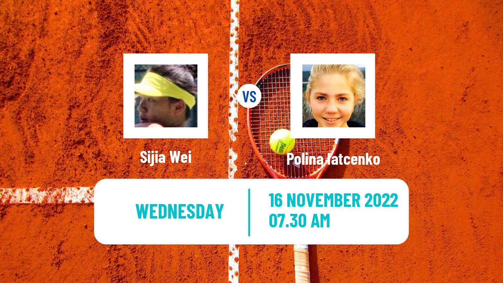 Tennis ITF Tournaments Sijia Wei - Polina Iatcenko