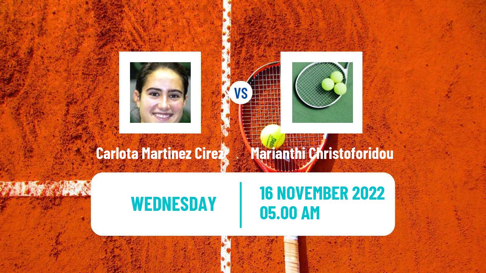 Tennis ITF Tournaments Carlota Martinez Cirez - Marianthi Christoforidou