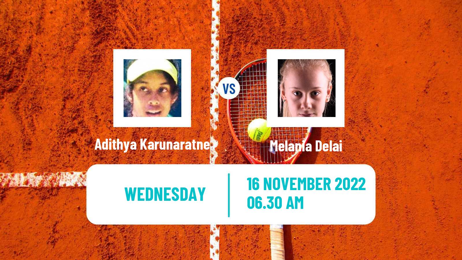 Tennis ITF Tournaments Adithya Karunaratne - Melania Delai