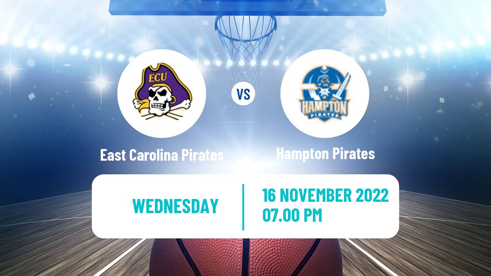 Basketball NCAA College Basketball East Carolina Pirates - Hampton Pirates