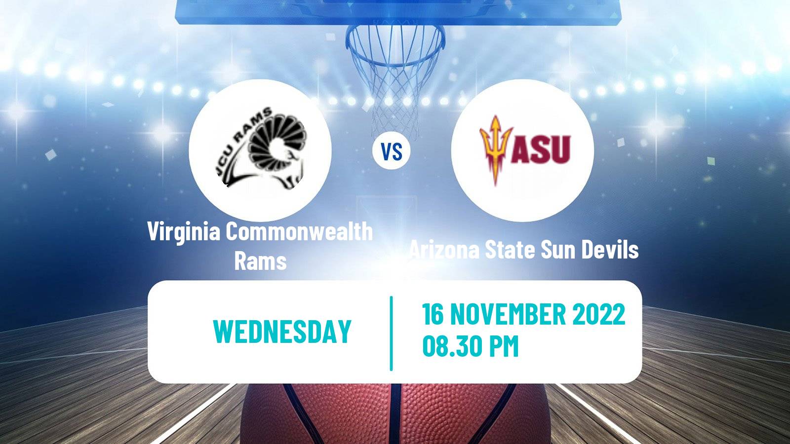 Basketball NCAA College Basketball Virginia Commonwealth Rams - Arizona State Sun Devils