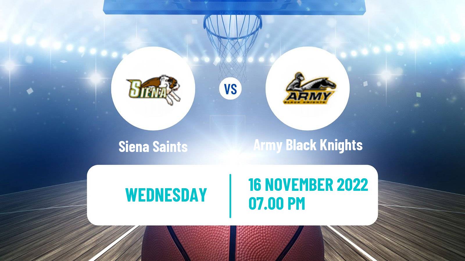 Basketball NCAA College Basketball Siena Saints - Army Black Knights