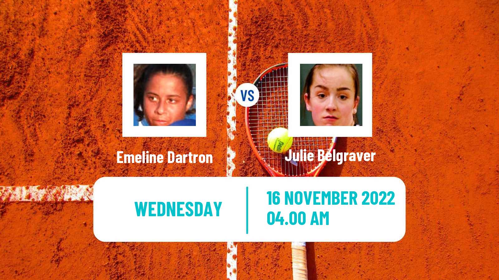 Tennis ITF Tournaments Emeline Dartron - Julie Belgraver