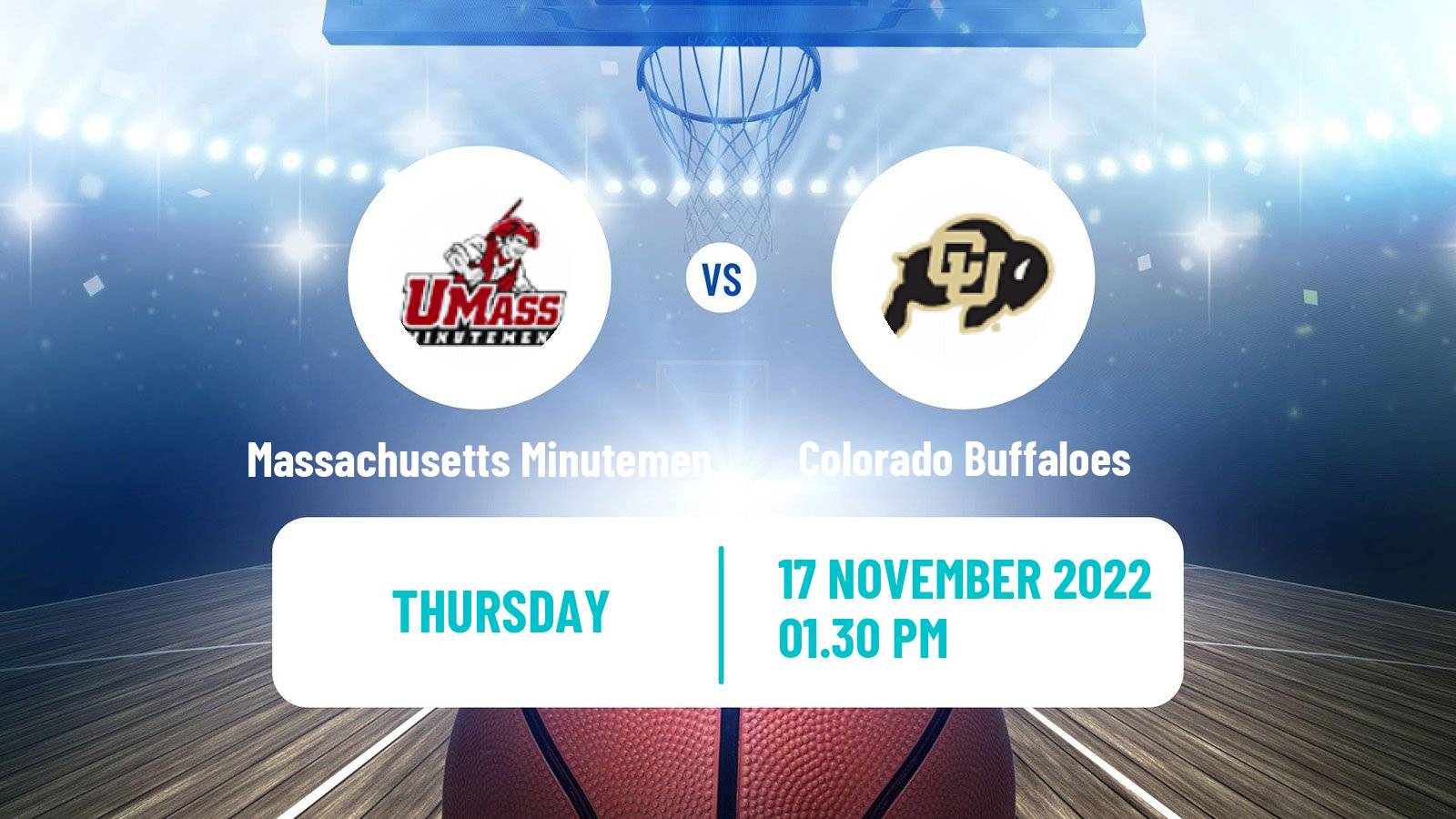 Basketball NCAA College Basketball Massachusetts Minutemen - Colorado Buffaloes