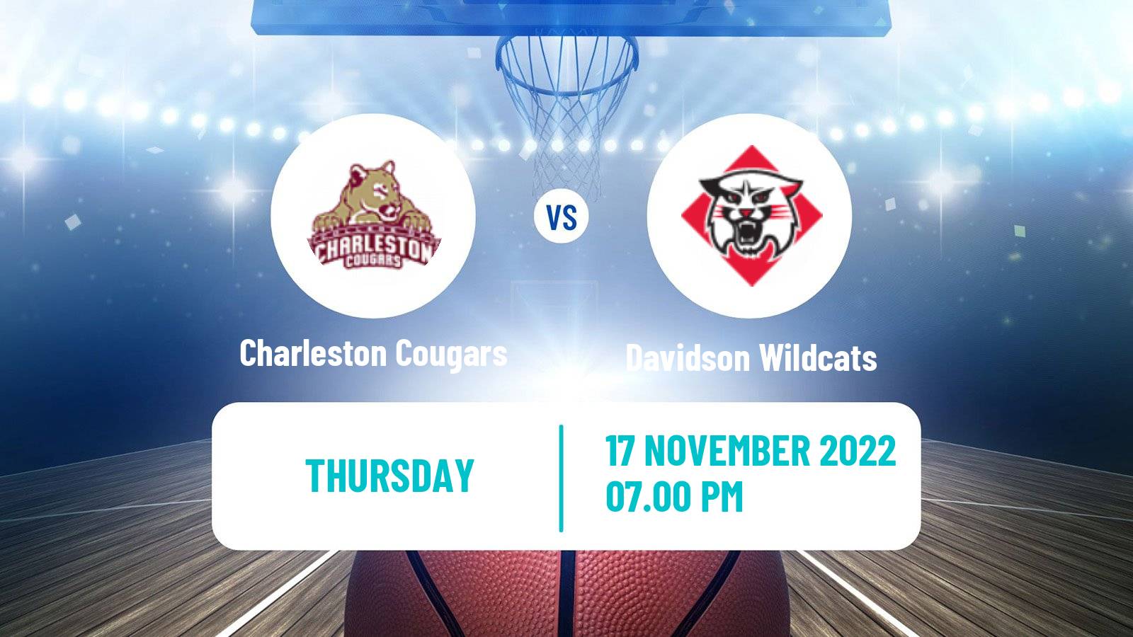 Basketball NCAA College Basketball Charleston Cougars - Davidson Wildcats