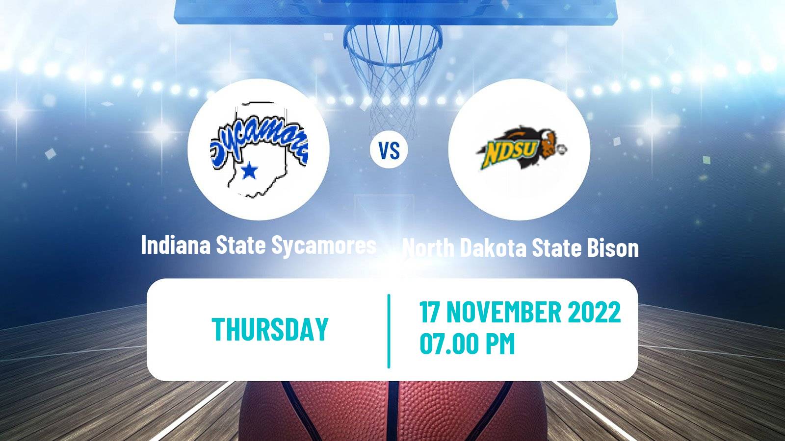 Basketball NCAA College Basketball Indiana State Sycamores - North Dakota State Bison