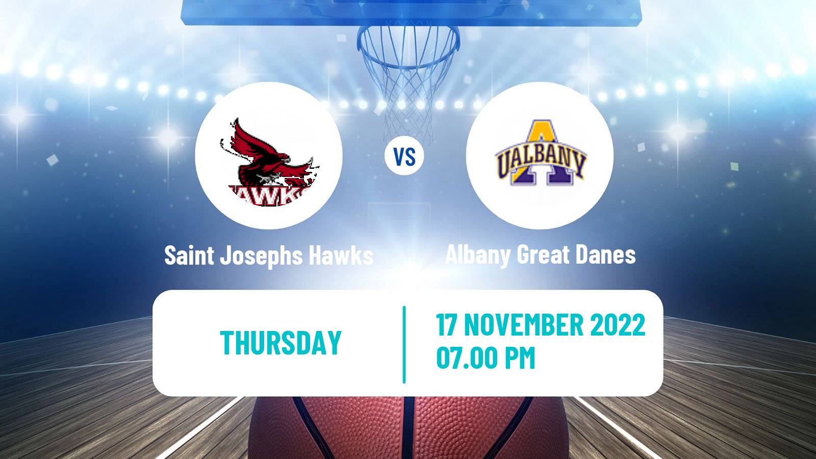 Basketball NCAA College Basketball Saint Josephs Hawks - Albany Great Danes