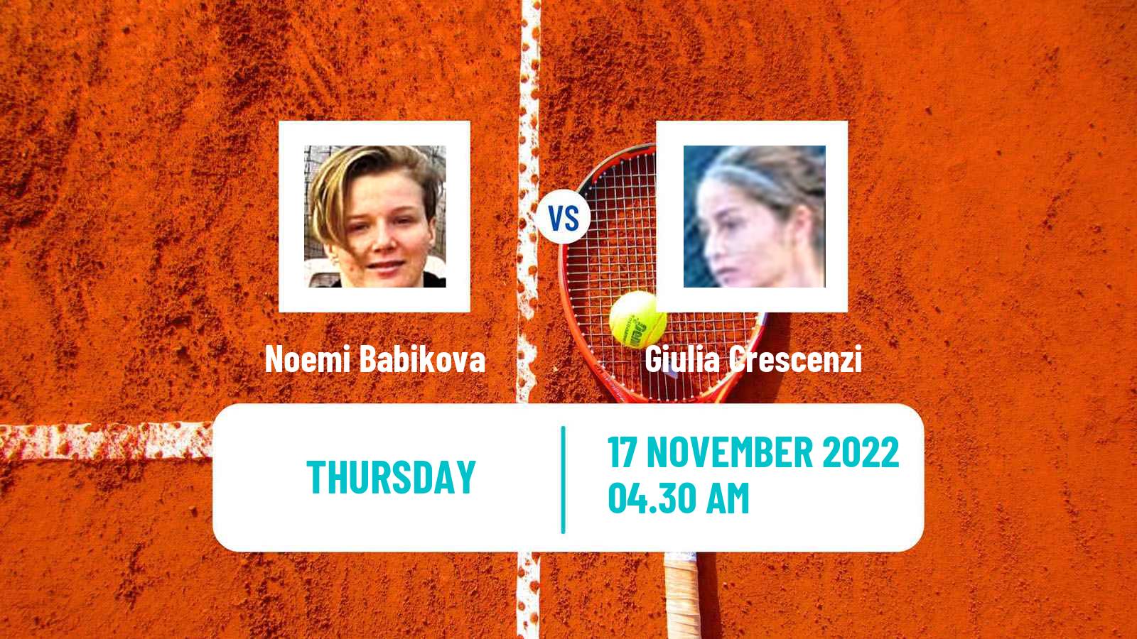Tennis ITF Tournaments Noemi Babikova - Giulia Crescenzi