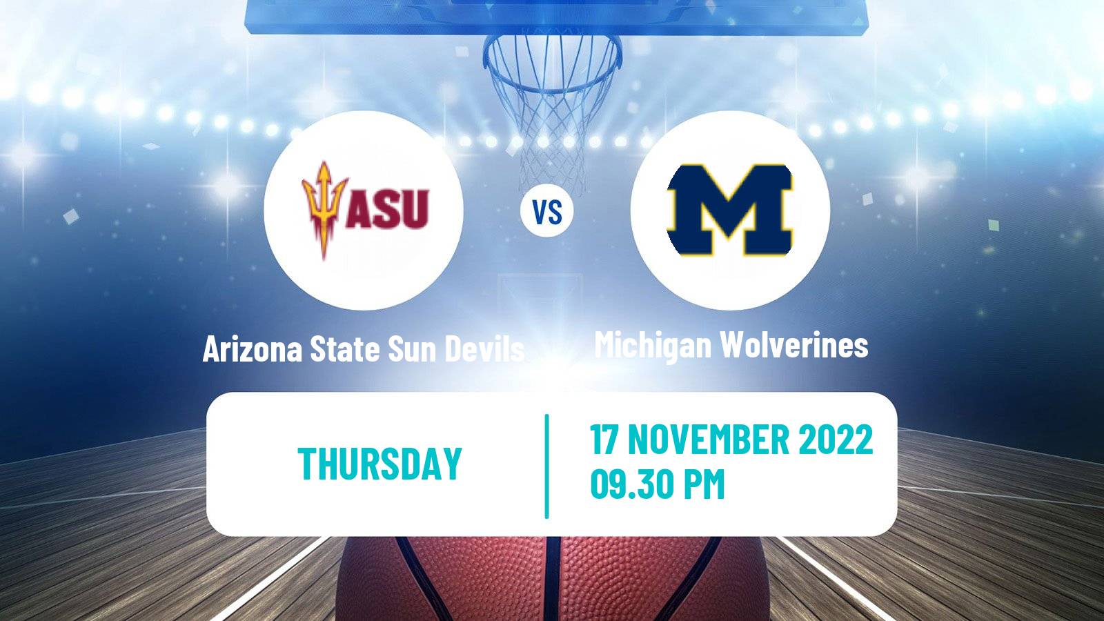 Basketball NCAA College Basketball Arizona State Sun Devils - Michigan Wolverines