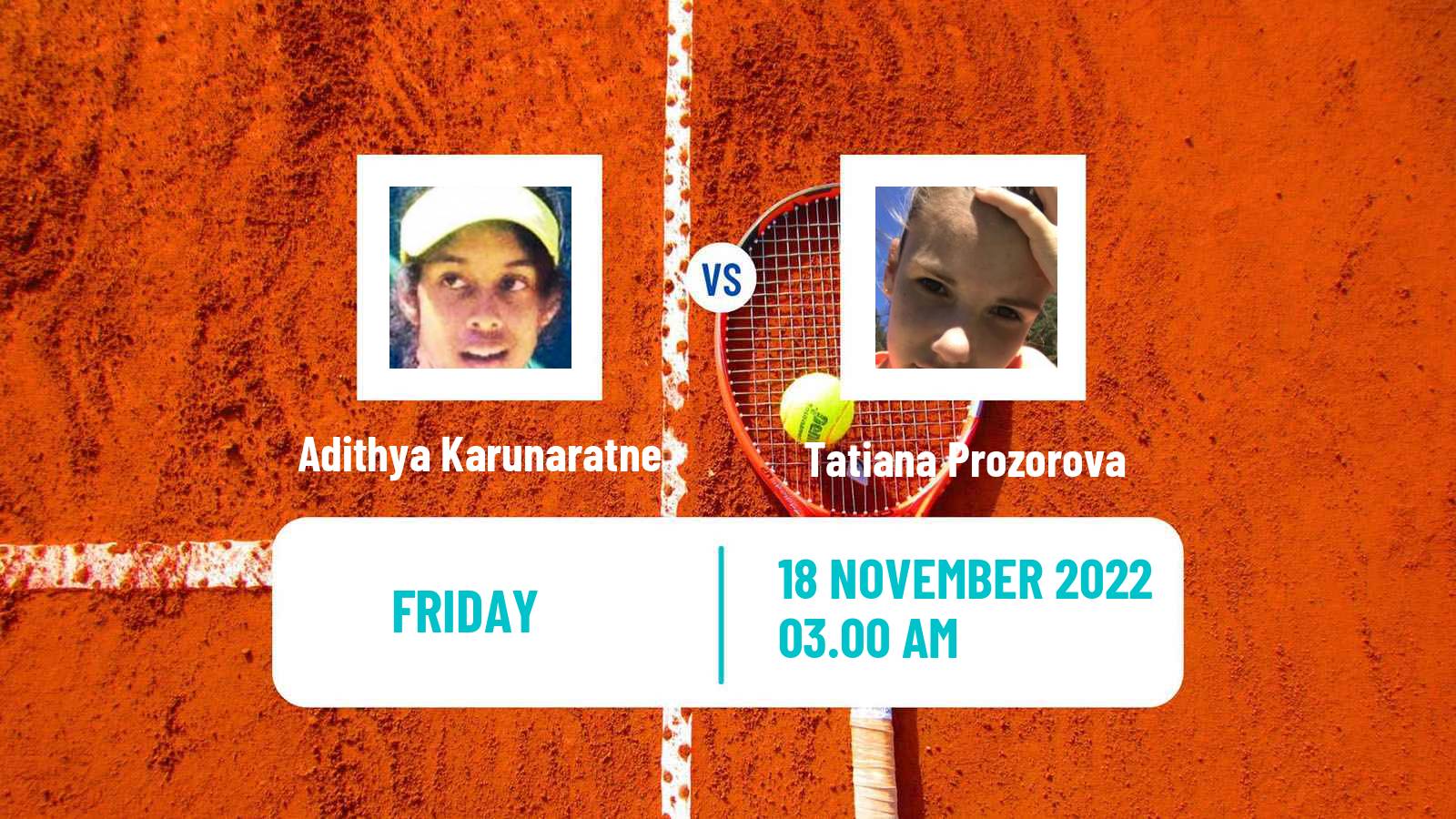 Tennis ITF Tournaments Adithya Karunaratne - Tatiana Prozorova