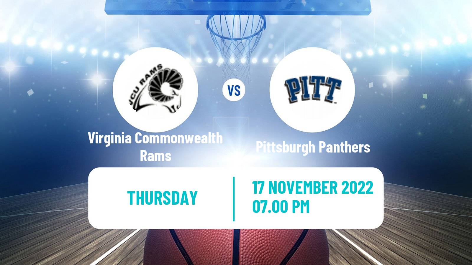 Basketball NCAA College Basketball Virginia Commonwealth Rams - Pittsburgh Panthers