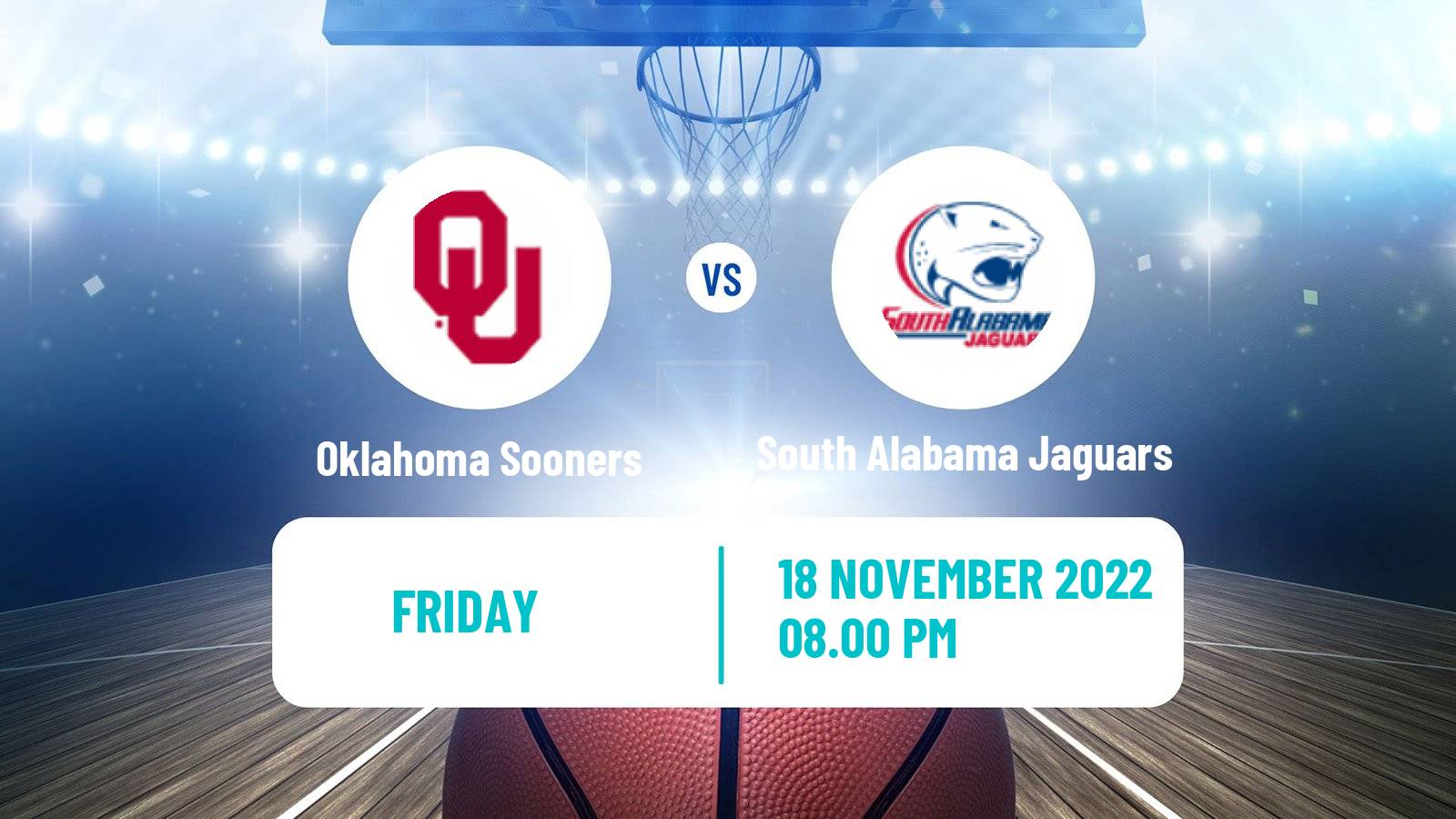 Basketball NCAA College Basketball Oklahoma Sooners - South Alabama Jaguars