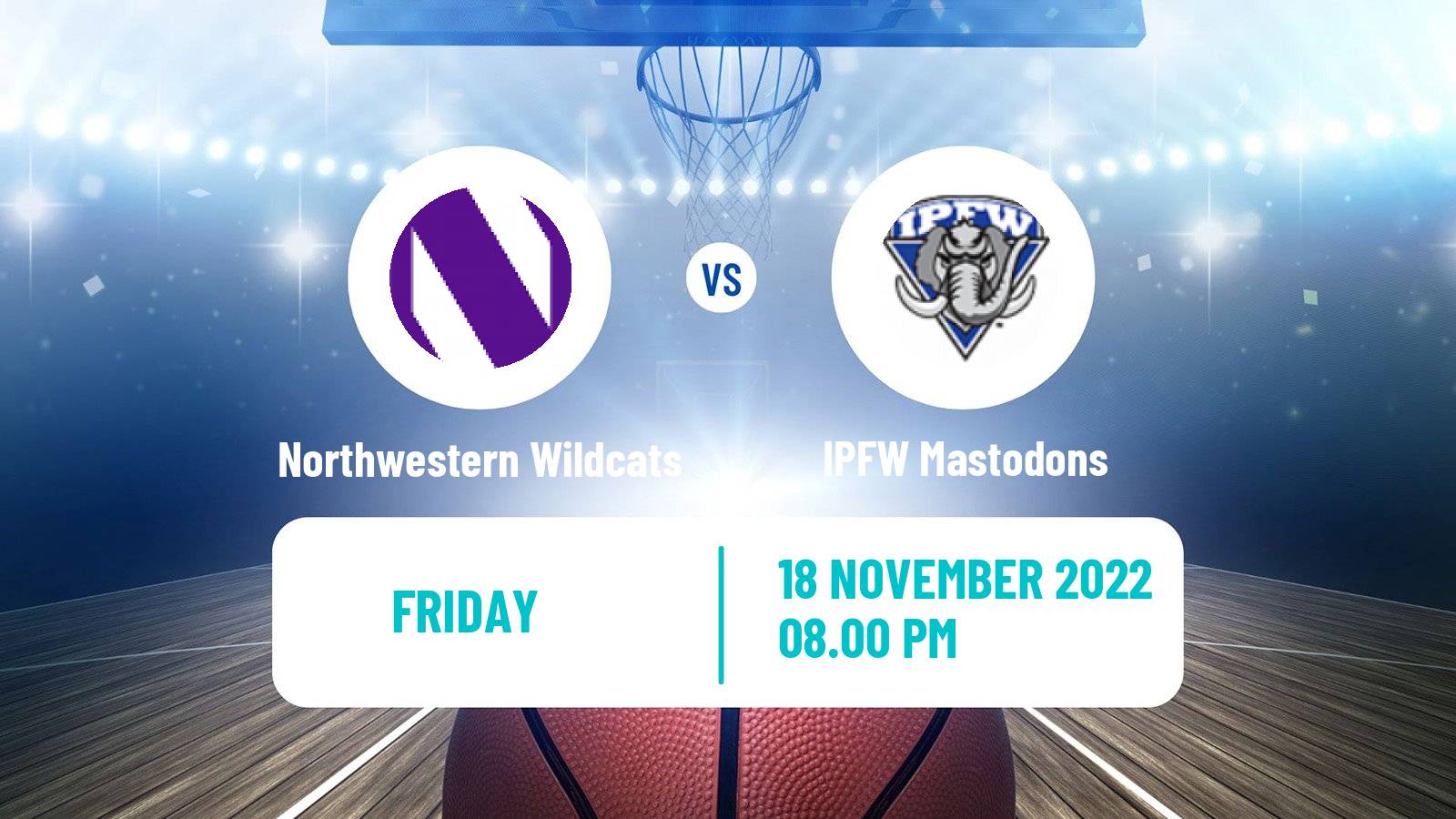 Basketball NCAA College Basketball Northwestern Wildcats - IPFW Mastodons