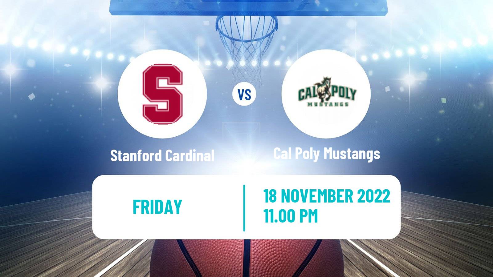 Basketball NCAA College Basketball Stanford Cardinal - Cal Poly Mustangs