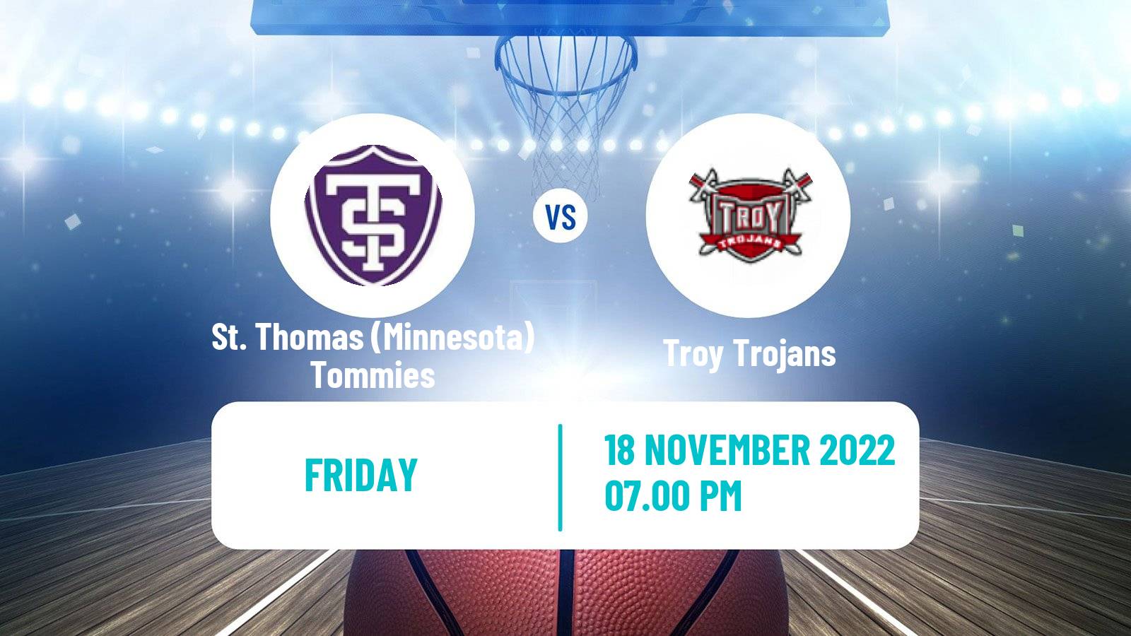 Basketball NCAA College Basketball St. Thomas (Minnesota) Tommies - Troy Trojans