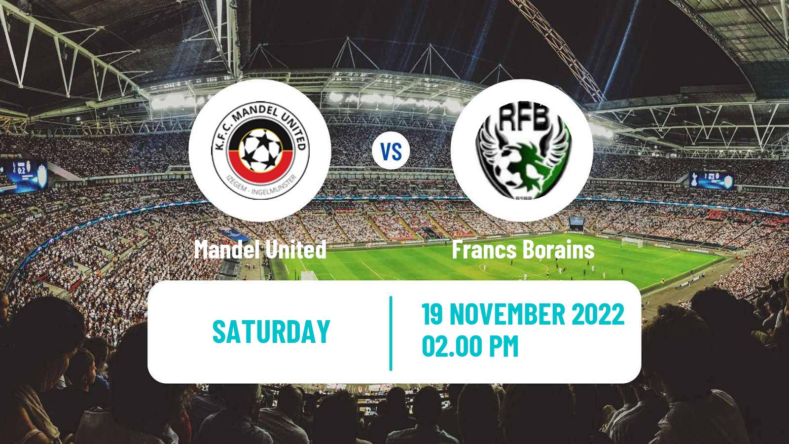 Soccer Belgian National Division 1 Mandel United - Francs Borains