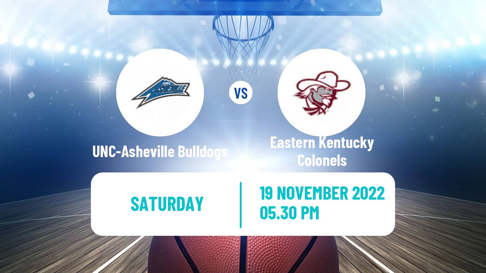 Basketball NCAA College Basketball UNC-Asheville Bulldogs - Eastern Kentucky Colonels