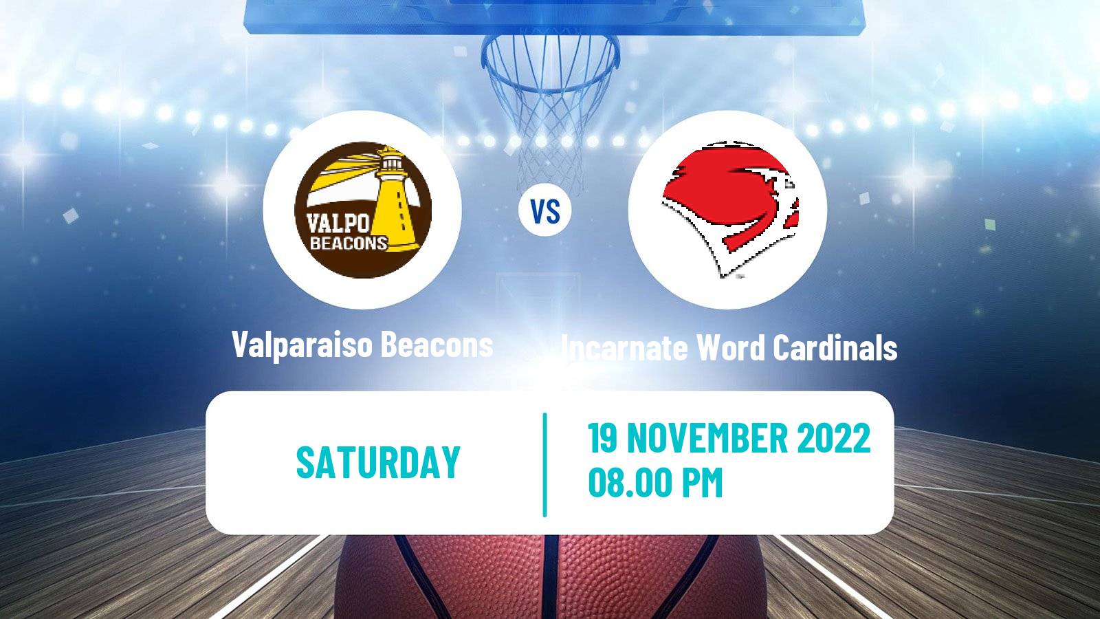 Basketball NCAA College Basketball Valparaiso Beacons - Incarnate Word Cardinals