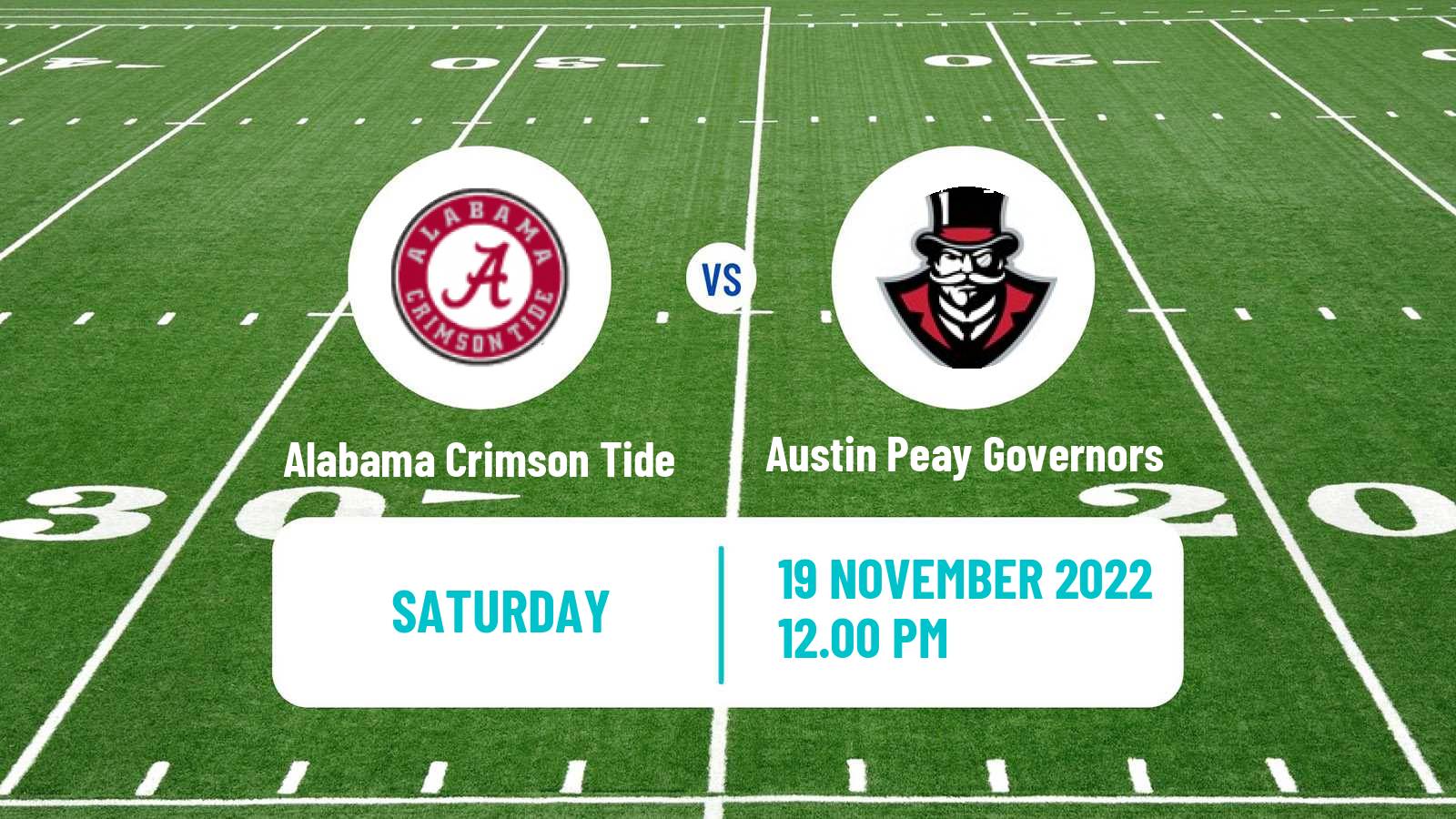 American football NCAA College Football Alabama Crimson Tide - Austin Peay Governors