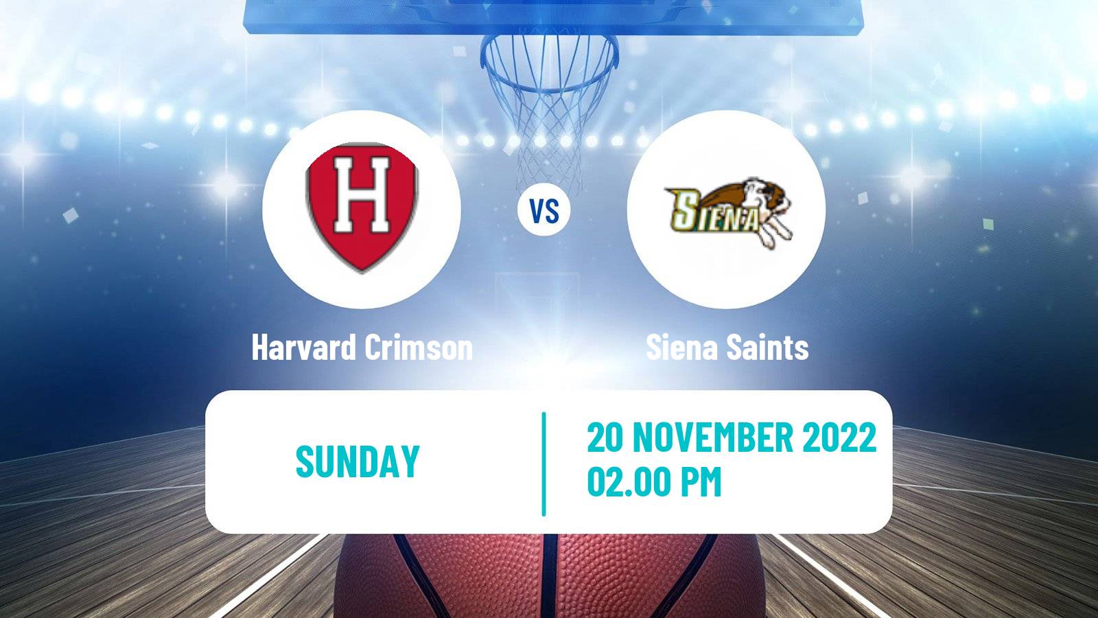 Basketball NCAA College Basketball Harvard Crimson - Siena Saints