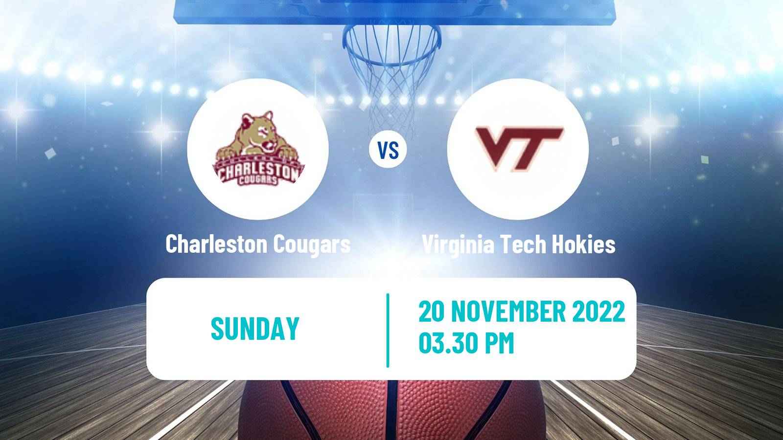 Basketball NCAA College Basketball Charleston Cougars - Virginia Tech Hokies