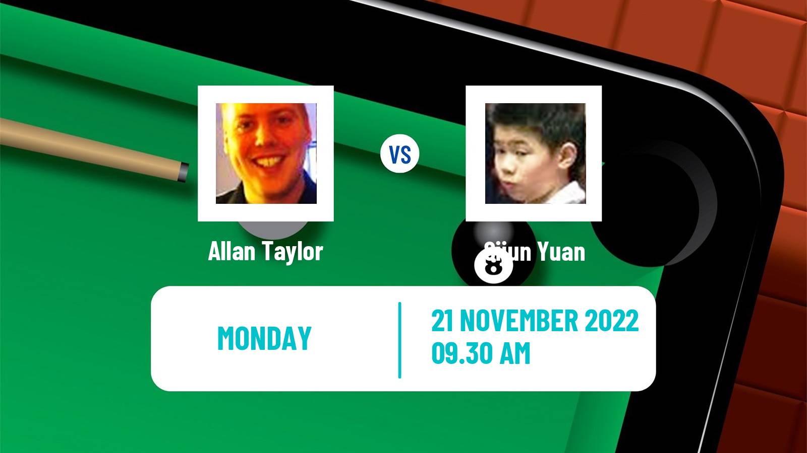 Snooker Snooker Allan Taylor - Sijun Yuan