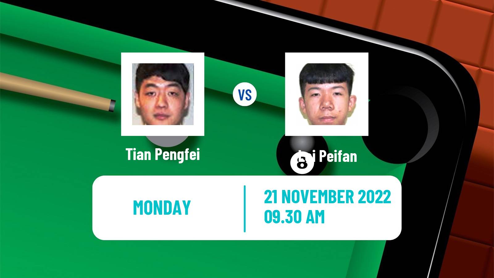 Snooker Snooker Tian Pengfei - Lei Peifan
