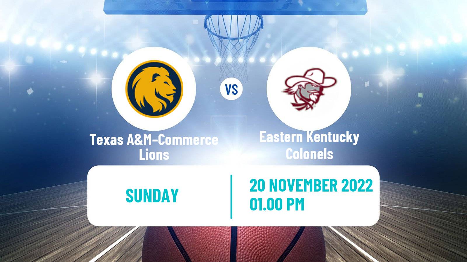 Basketball NCAA College Basketball Texas A&M–Commerce Lions - Eastern Kentucky Colonels