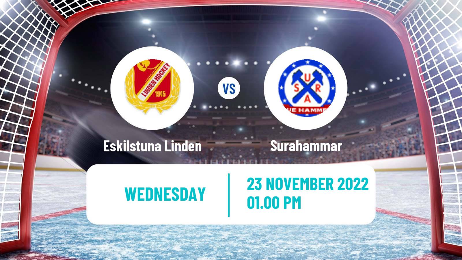 Hockey Swedish HockeyEttan Vastra Eskilstuna Linden - Surahammar