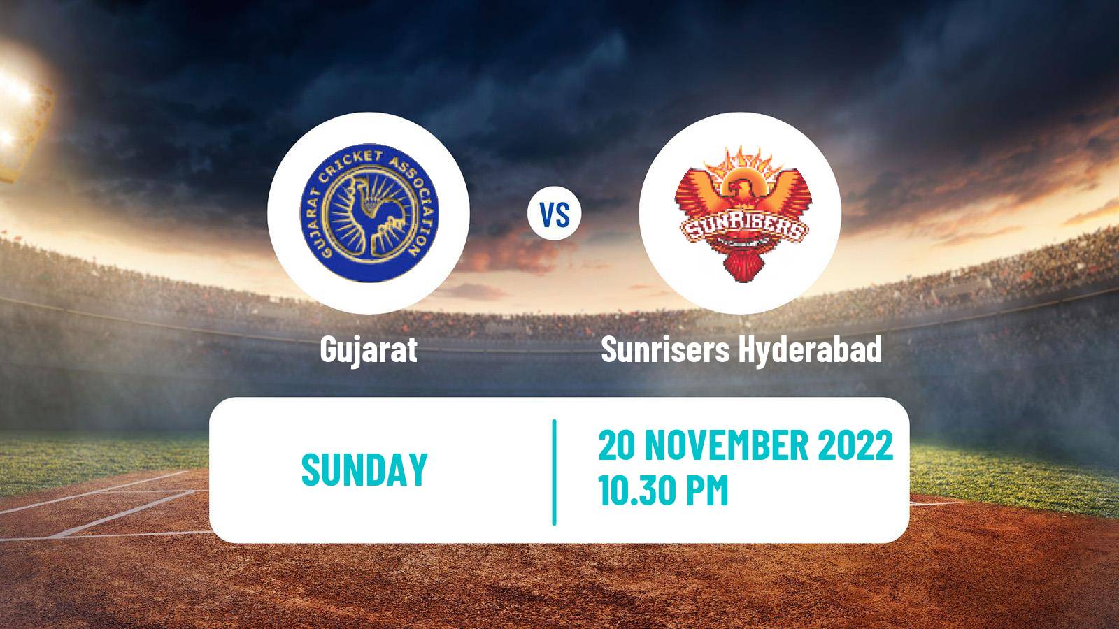Cricket Vijay Hazare Trophy Gujarat - Sunrisers Hyderabad