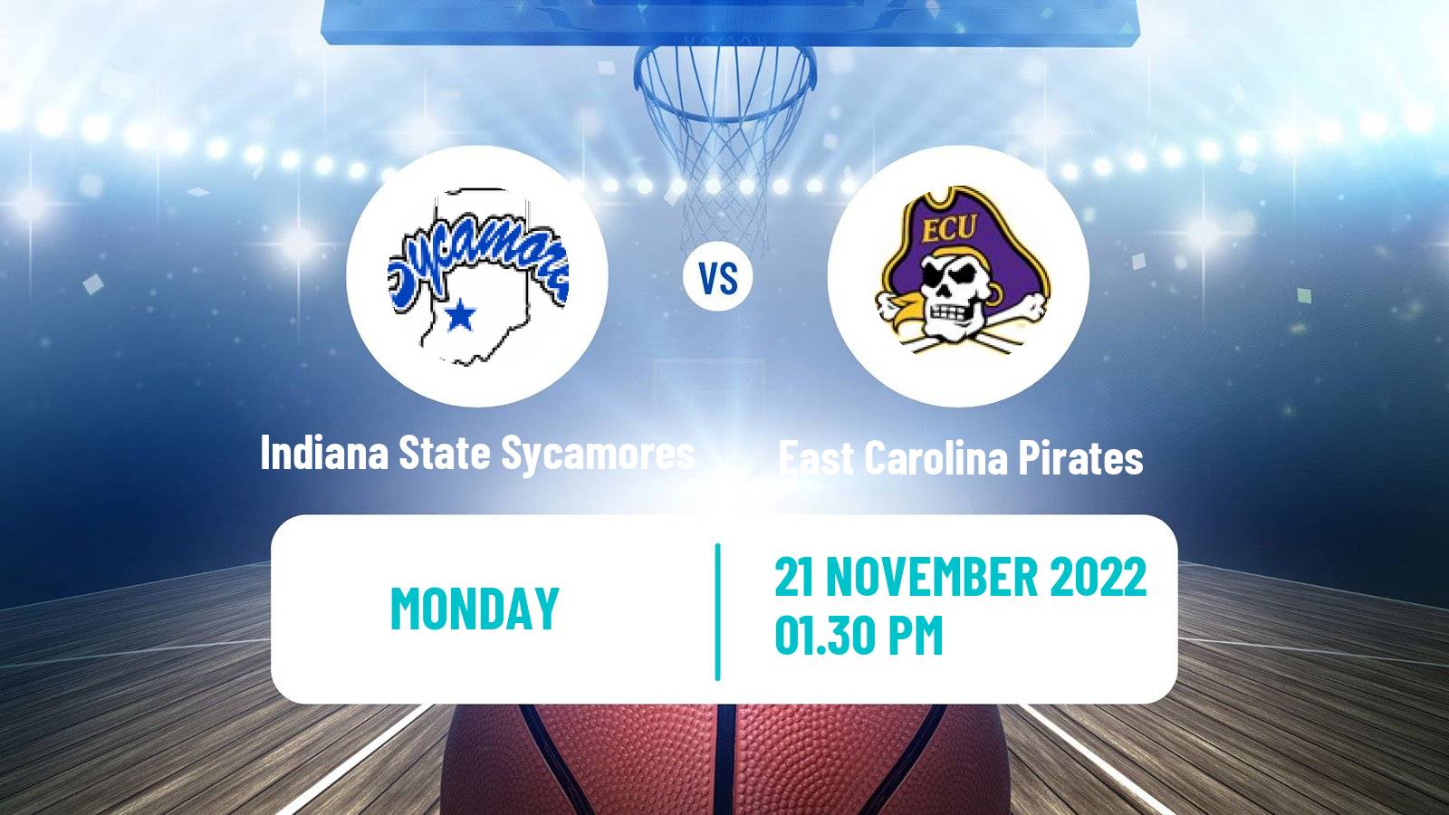 Basketball NCAA College Basketball Indiana State Sycamores - East Carolina Pirates