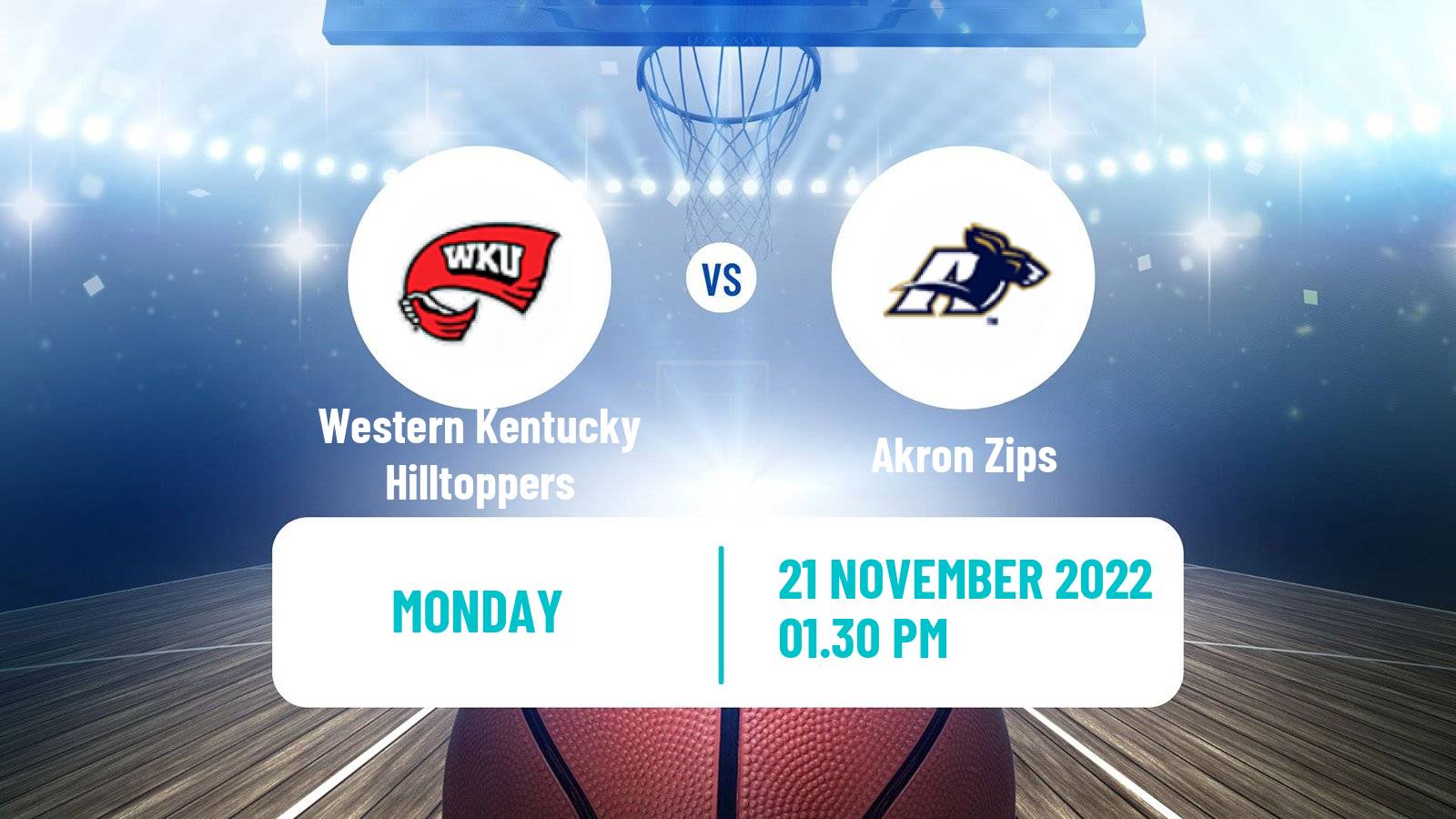 Basketball NCAA College Basketball Western Kentucky Hilltoppers - Akron Zips