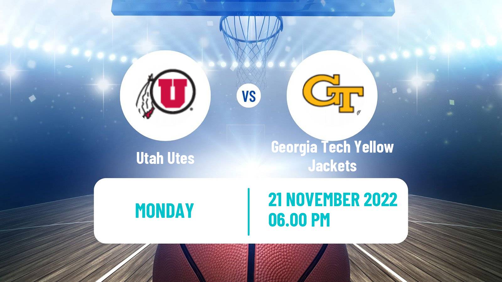 Basketball NCAA College Basketball Utah Utes - Georgia Tech Yellow Jackets