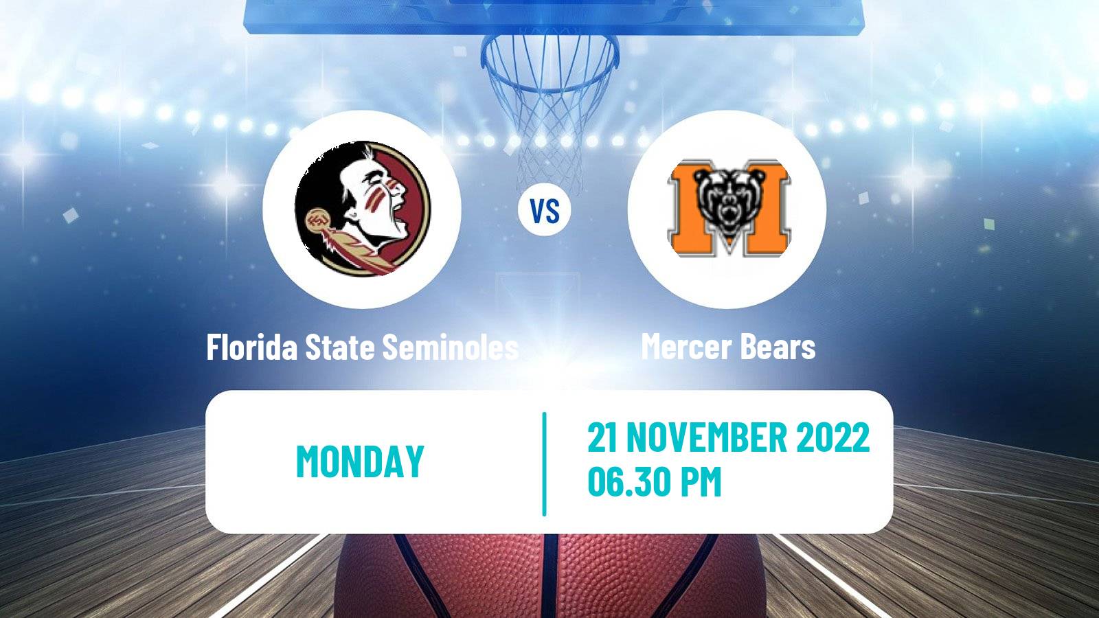 Basketball NCAA College Basketball Florida State Seminoles - Mercer Bears