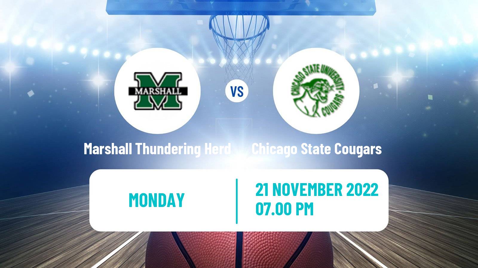 Basketball NCAA College Basketball Marshall Thundering Herd - Chicago State Cougars