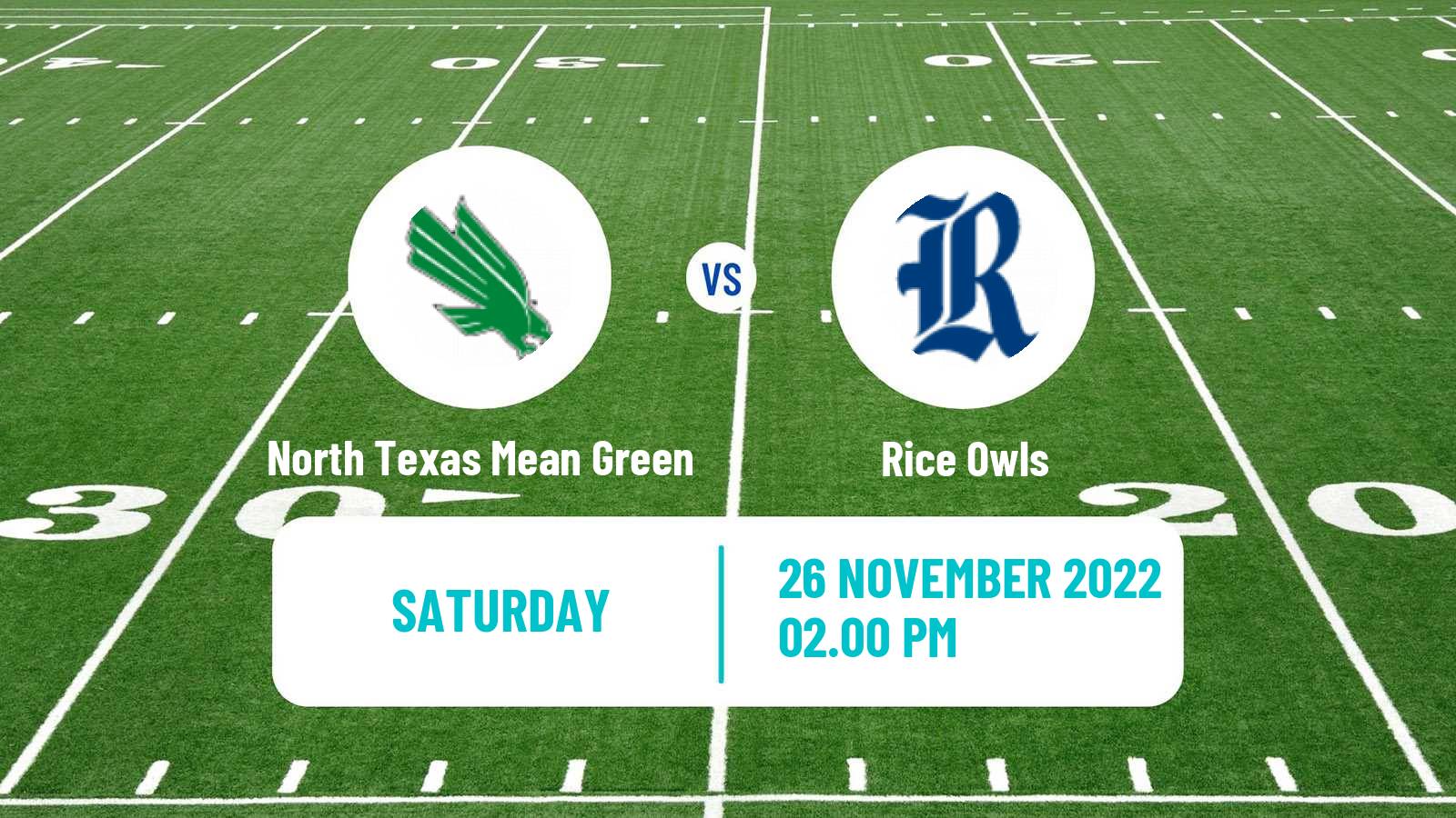 American football NCAA College Football North Texas Mean Green - Rice Owls