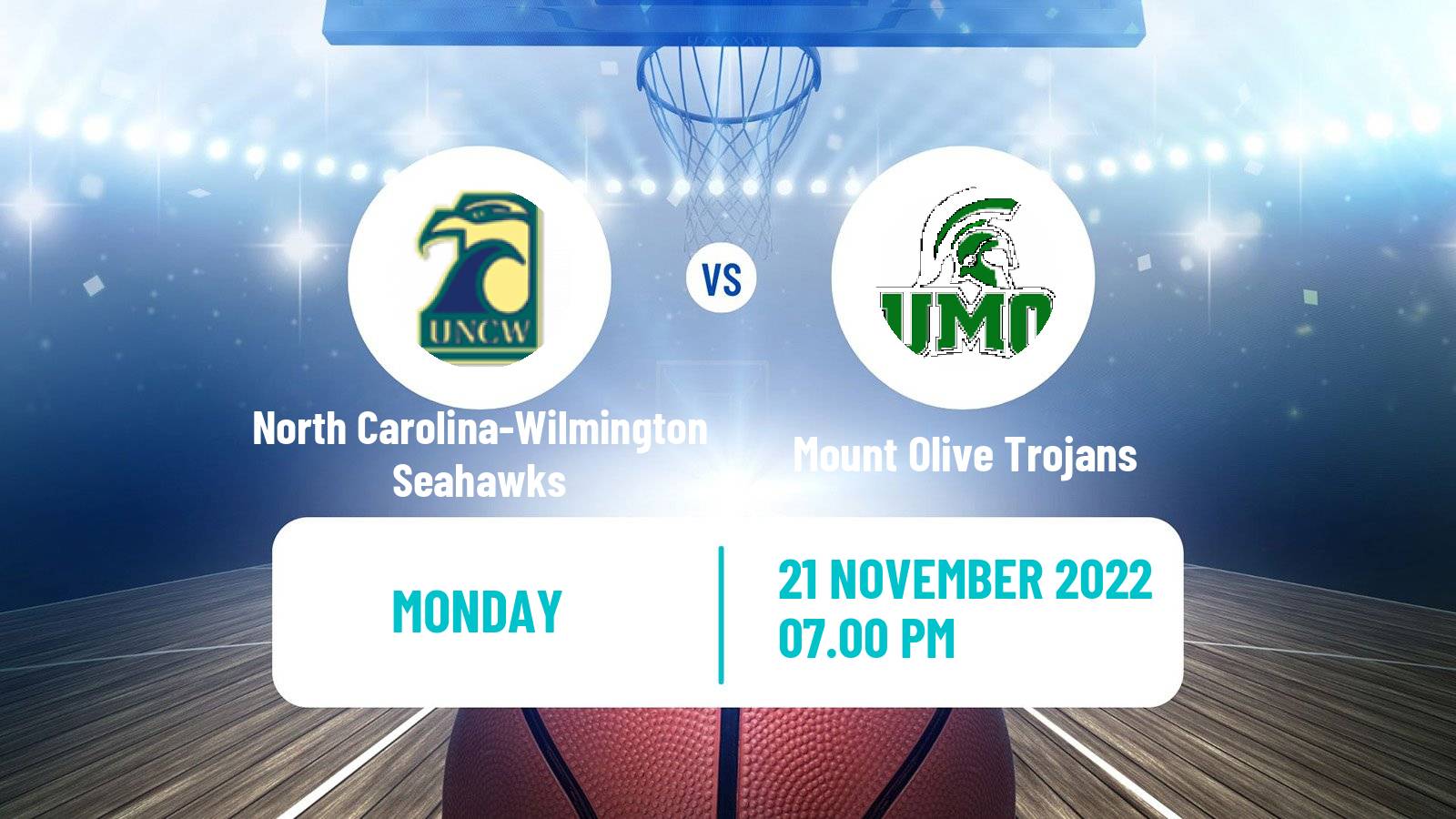 Basketball NCAA College Basketball North Carolina-Wilmington Seahawks - Mount Olive Trojans