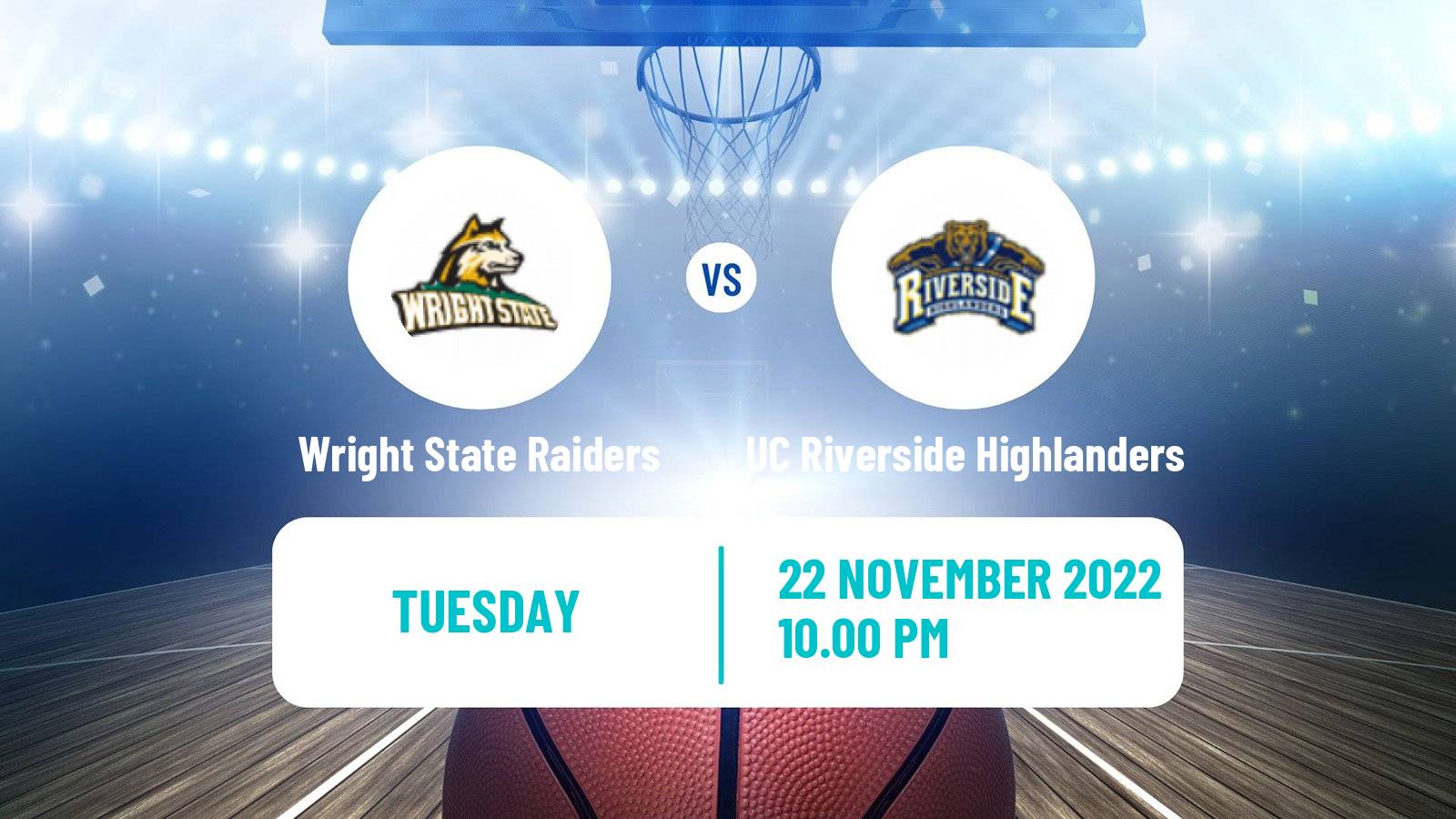 Basketball NCAA College Basketball Wright State Raiders - UC Riverside Highlanders