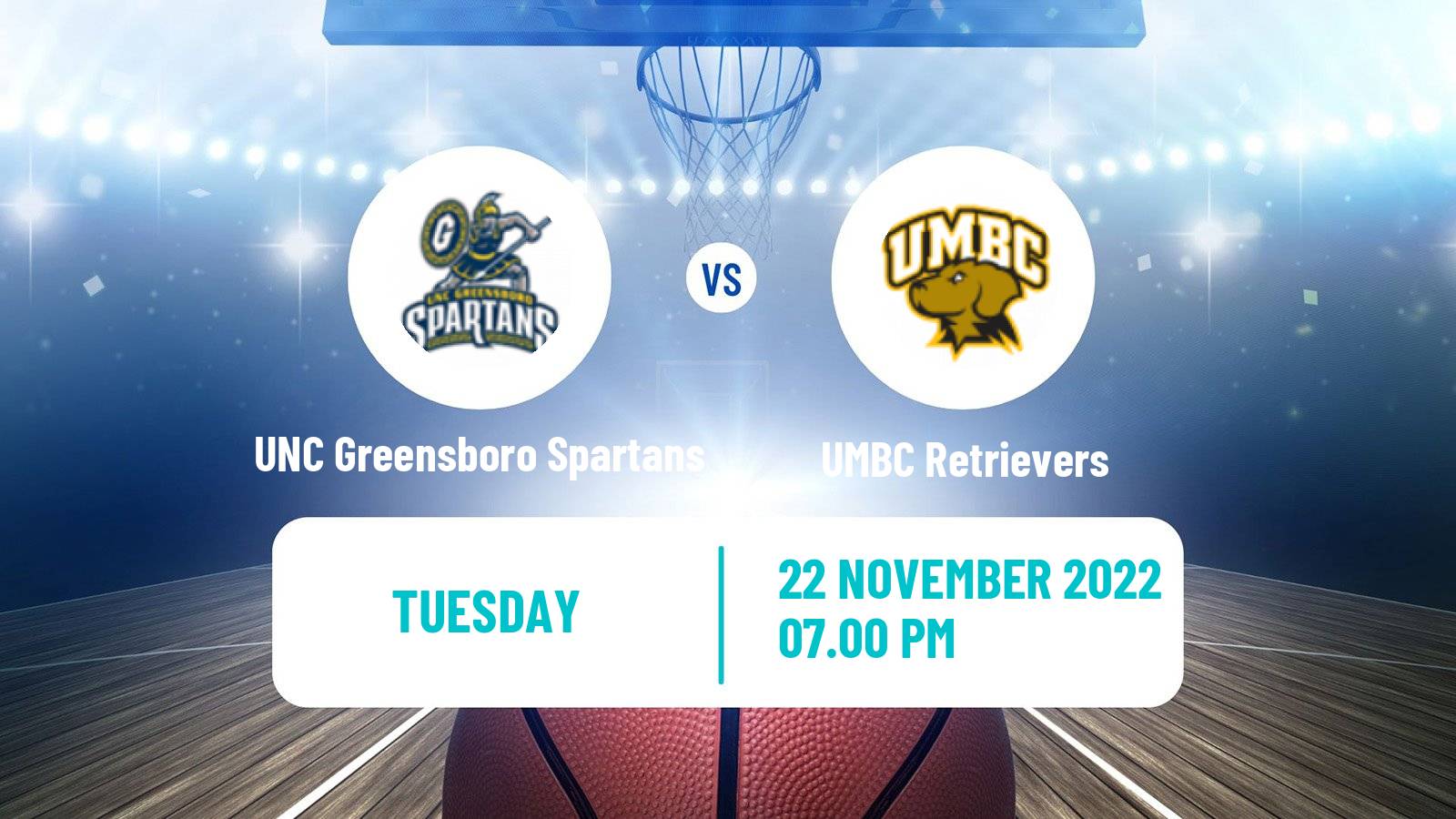 Basketball NCAA College Basketball UNC Greensboro Spartans - UMBC Retrievers