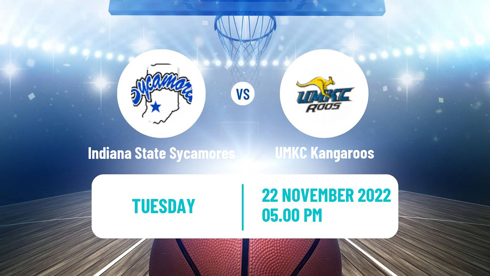 Basketball NCAA College Basketball Indiana State Sycamores - UMKC Kangaroos