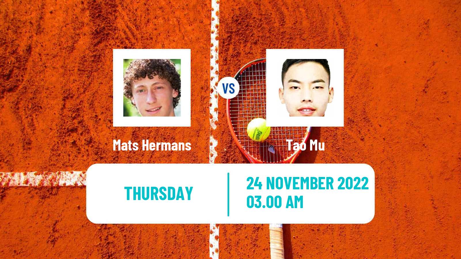 Tennis ITF Tournaments Mats Hermans - Tao Mu