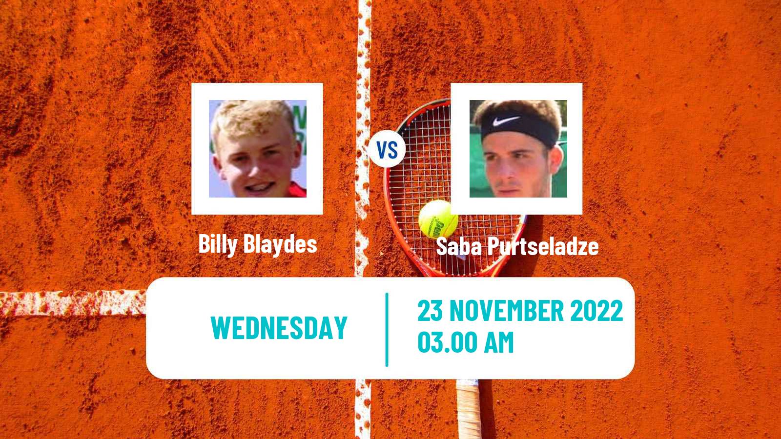 Tennis ITF Tournaments Billy Blaydes - Saba Purtseladze