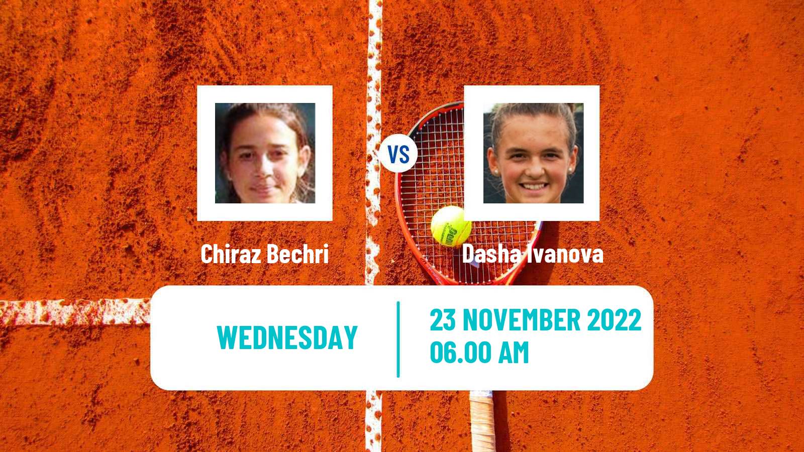 Tennis ITF Tournaments Chiraz Bechri - Dasha Ivanova