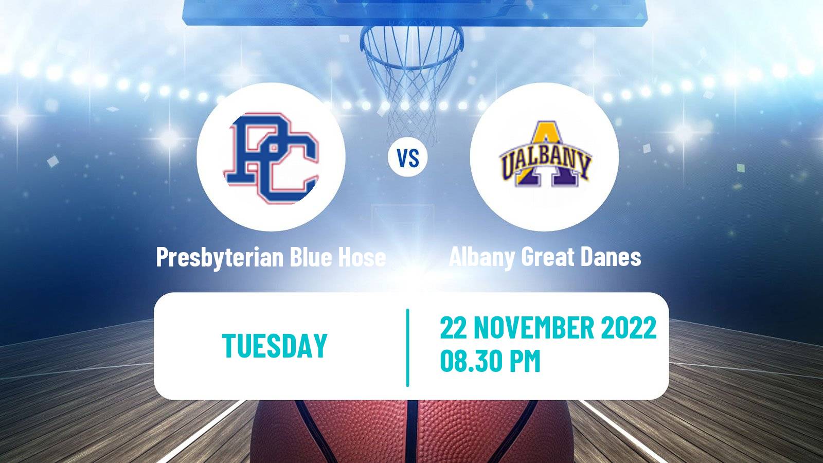 Basketball NCAA College Basketball Presbyterian Blue Hose - Albany Great Danes