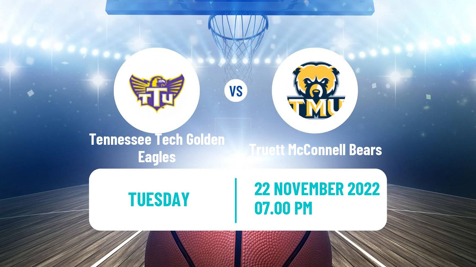 Basketball NCAA College Basketball Tennessee Tech Golden Eagles - Truett McConnell Bears