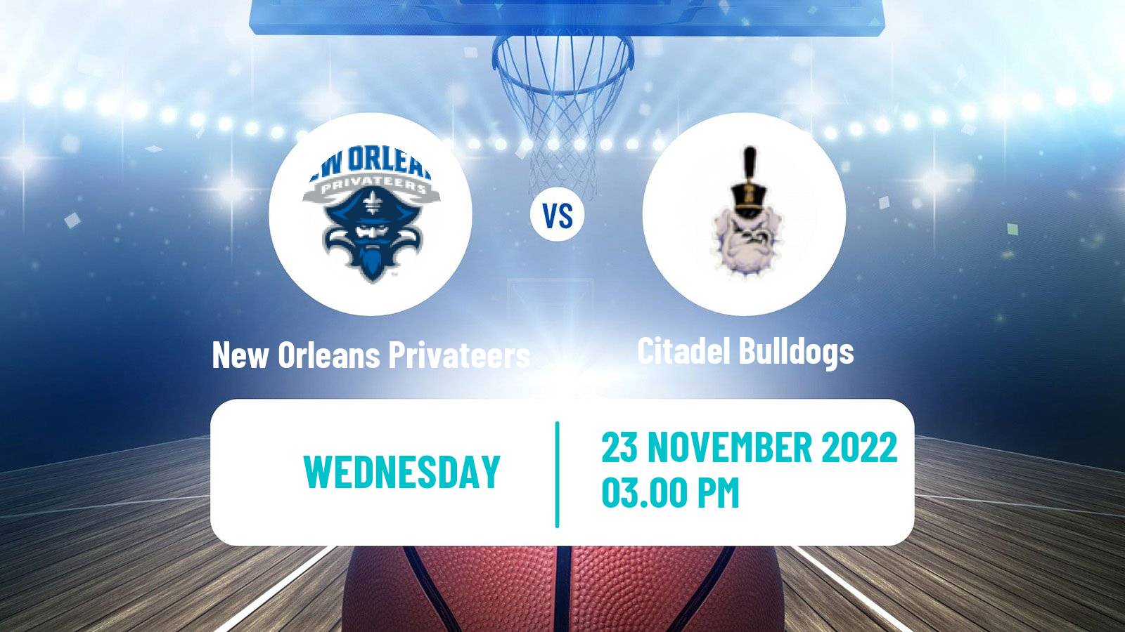 Basketball NCAA College Basketball New Orleans Privateers - Citadel Bulldogs